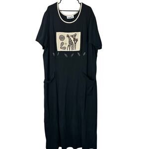 Piccalino Plus Black Dress Lagenlook Giraffe 4x